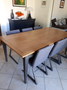 Plateau Bois Clair, Piètement ardoise foncé